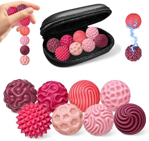 8 Stück Magnetische Fidget Toys Set – mit 8 Silikonhülle Modelle & Aufbewahrungsbox, Anti Stress Spielzeug Ball für Kinder und Erwachsene, Ideen für Konzentrationshilfe & Sensorikspielzeug (Rosa)