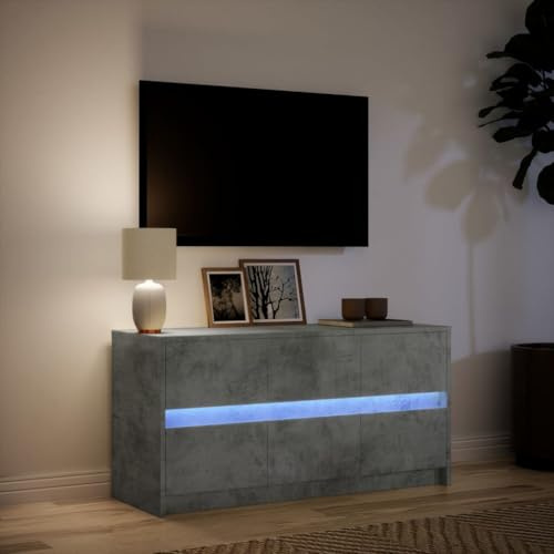 Homvdxl 100cm LED TV Stand for 50 TVs, Tall LED TV Cabinet Entertainment Centre with 6 Drawers, Modern Media Console Sideboard for Living Room, Rustic Grey
