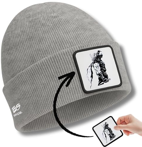 EG BROS Wintermütze Beanie Damen Herren Unisex – mit austauschbarem Patch/Logo (Klett-Haken), personalisierbar – dehnbar One Size – ideal für Winter & Streetwear