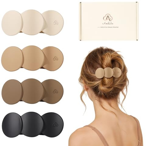 Amlaidu Haarklammern für Frauen, 4er-Pack Flache Krokodilklemmen für dicke & dünne Haare, Styling-Seitenklammern für Auto, Yoga & Alltag - Beige, Hellkhaki, Dunkelkhaki, Schwarz