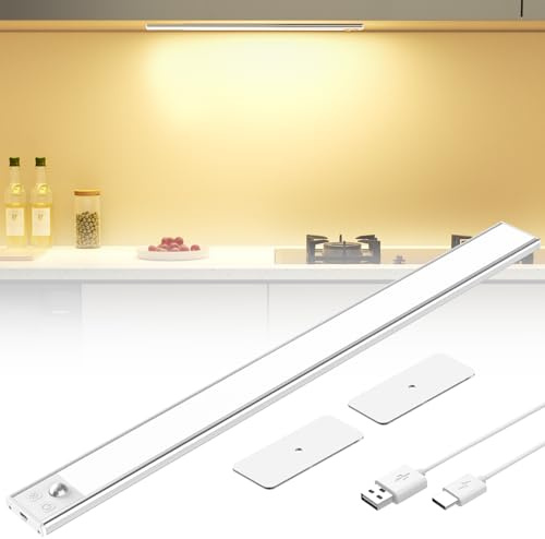 OUILA Schrankbeleuchtung LED mit Bewegungsmelder 41CM Unterbauleuchte Küche LED USB-C wiederaufladbar LED-Licht Dimmbar kabellos Nachtlicht für Küche Kleiderschrank Schrank