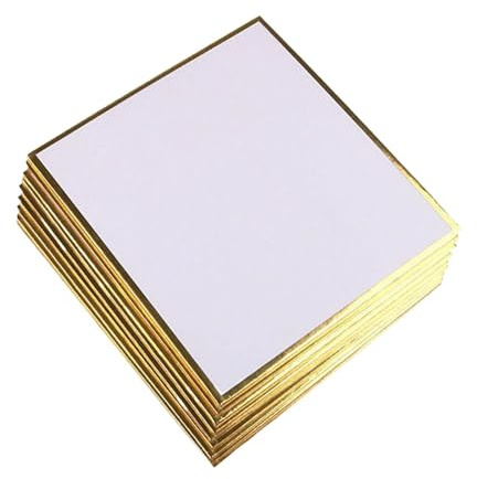 Fiocias 10 Pieces Shikishi Boards Anime Autograph Cards Washi Paper Gold Edges for Artist Calligraphy Exhibitions Cosplay Collection, 18x18 cm