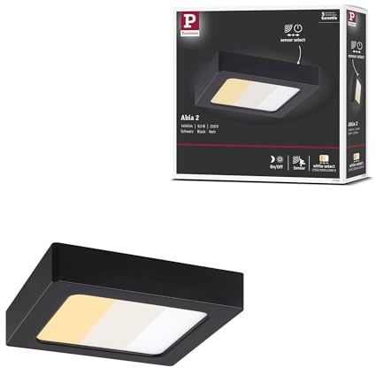 Paulmann LED Panel Abia 2 White Select Dämmerungsgesteuerter Bewegungsmelder (HF) eckig 170x170 mm 9,5W 1100lm 2700-4000K Schwarz 71296