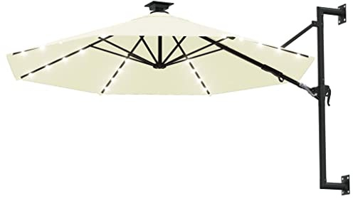 Lumanois Sombrilla de jardín de Pared con Luces LED Arena 300 cm,Artículos de Exterior,Sombrillas,10.65kg-312522