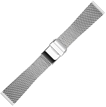 ROUHO Edelstahl Uhrenarmband Metall Mesh Ersatzband Shark Style Armband 22mm 24mm Silber für Breitling