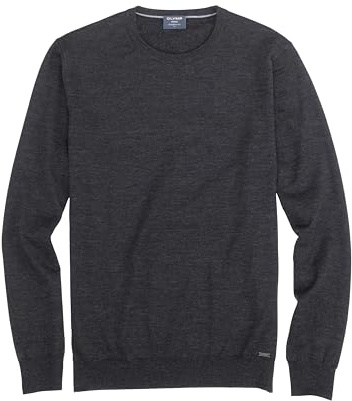 OLYMP Herren Pullover Rundhals Casual.Strick,Single Jersey,Regular fit | Pullover, Rippbündchen, Regular Fit, 100%Schurwolle