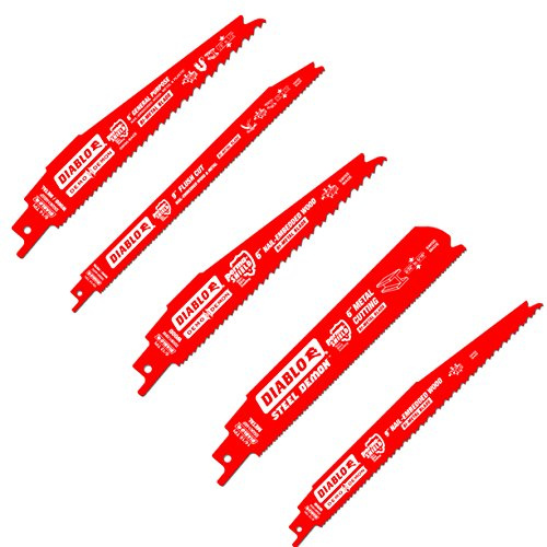 Diablo Bi-Metal Reciprocating Saw Blade Set - for Nail-Embedded Wood and Metal Cutting/Demolition Applications - Variety TPI, 6 and 9 Length, 14-Piece - DS0014S