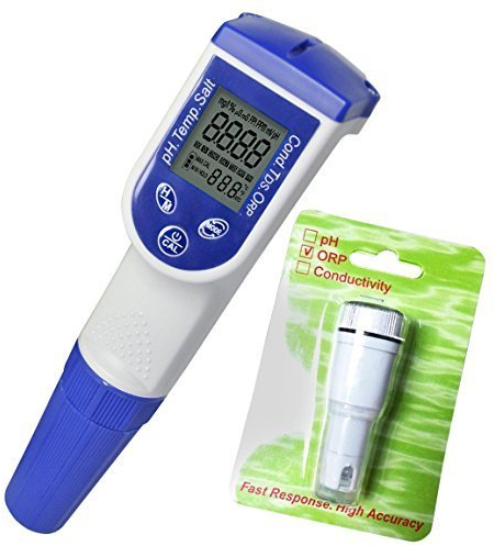 GAIN EXPRESS 6 in 1 Ph Mv Temperatur Leitfähigkeit TDS Salz Combo Salinität Tester mit Redox-Elektrode