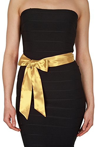 BlackButterfly Hochzeit Bogen Band BrautjungfernabschlussballSatin-Schärpe Gürtel (Gold, 10W / 175L)