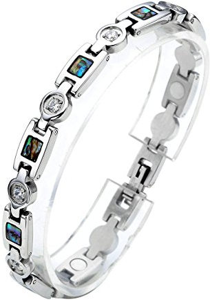 Zysta Edelstahl Schmuck Damen Magnetarmband Edelstahl Armband Zirkonia Abalone Muschel Magnetisches Armreif Silber