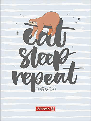 Baier & Schneider Brunnen 1072911030 „Fauli“, Schülerkalender/Tageskalender 2019/2020, 1 Seite = 1 Tag, SA. + So. auf einer Seite, Blattgröße 12 x 16 cm, A6, Broschur-Einband