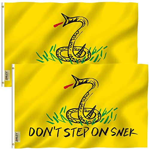 Anley 2er Pack Fly Breeze 3x5 Fuß Kein Schritt auf Snek-Flagge - Lebendige Farbe und UV-Lichtechtheit - Leinwandkopf und doppelt genäht -Flaggen Polyester mit Messingösen 3 x 5 Ft