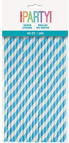40 PWDR BLU STRIPE PAPER STRAW