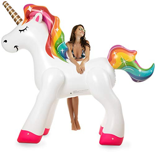 VICKEA Riesiger aufblasbarer Regenbogen-Einhorn-Sprinkler, Wassersprinkler-Spielzeug für Sommerparty-Spaß