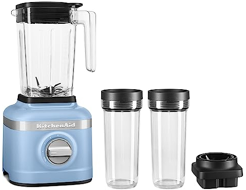 KitchenAid K150 KSB1332Y - Licuadora de trituración de hielo de 3 velocidades con 2 tarros personales - Terciopelo azul