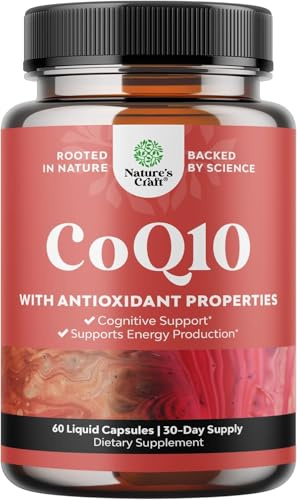 CoQ10 Liquid Capsules Supplement - High Absorption Coenzyme Q10 with 200mg per Serving - Heart Health and Potent Energy Support - CoQ10 Supplement for Fertility and Immune System Support - 60 Count
