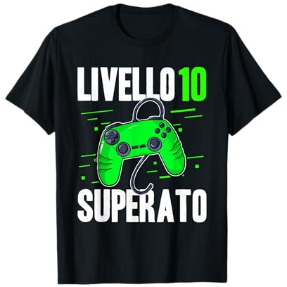 Livello 10 Superato Compleanno 10 Anni Regalo Gamer Maglietta
