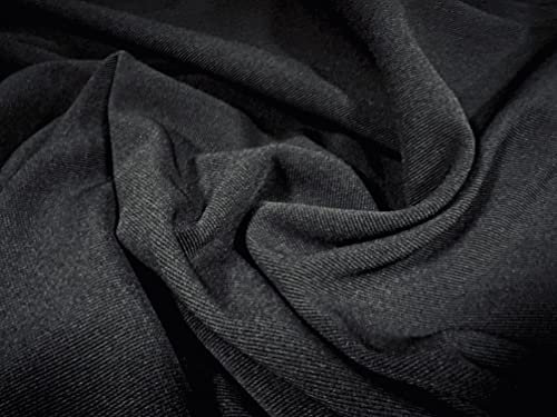 Ottoman Fine Rib Spandex (Elasthan) Jersey-Stoff, Meterware, Schwarz
