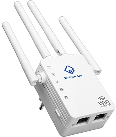 GigaBlue Ultra Repeater 1200Mbps 2.4 & 5 GHz AC1200 WLAN Repeater Super-Boost WiFi 1200 Mbit/s, Dual Band WLAN 3dBi x4 Antennen kompatibel zu Allen WLAN Geräten, Modernes Design