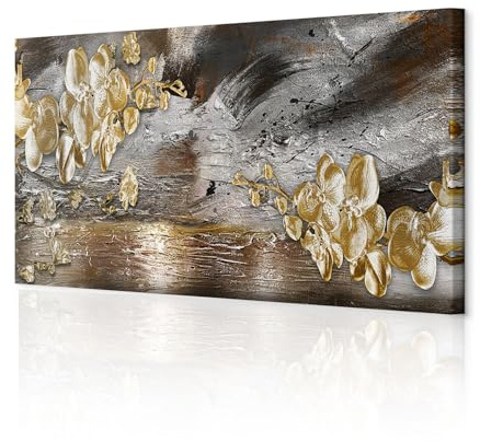 decomonkey Impression sur Toile structurée Abstrait Fleurs 120x40 1 Pièce | Tableau decoration murale, Cadre en Bois, Photo, Déco Salon, Peinture sur Toile, Maison, Fond abstrait, Bords imprimés