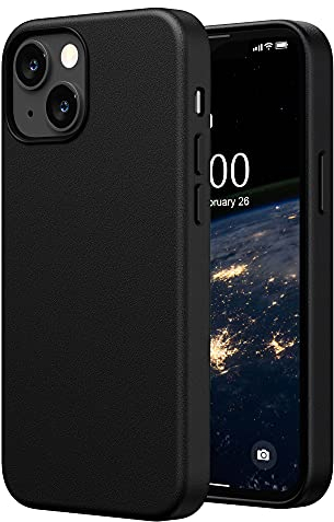 SURPHY Hülle Kompatibel mit iPhone 13 Mini Leder Hülle, iPhone 13 Mini Hülle Kunstleder 5,4 Zoll, Kunstleder Hülle für iPhone 13 Mini Handyhülle Protective Schutzhülle (mit Mikrofaserfutter), Schwarz