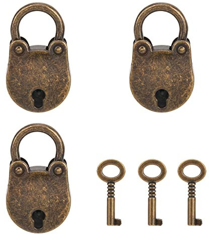 VeYocilk 3 PCS Mini Vintage Bear Shaped Lock Small Cute Padlocks with Key for Jewelry Box, Diary,Handbag,Makeup Bag