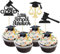 Gyufise 24 Stück 2025 Anwälte Abschlussfeier Cupcake Topper Gold Schwarz Glitzer Klasse 2025 Anwälte Grad Kuchen Topper Cap Diplom Cupcake Picks 2025 Abschlussfeier Thema Party Kuchen Dekorationen