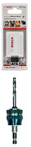 Bosch Professional Lochsäge Progressor for Wood & Metal (Holz und Metall, Ø 37 mm) + 1x Power Change Plus Adapter (Aufnahme 3/8“ Sechskant, inkl. HSS-G Bohrer 7.15 x 85 mm)