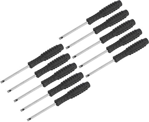 sourcing map 10Stk. Mini Schlitz Schraubendreher, 3,0mm Flachkopf mit rutschfestem Griff für Kleingeräte