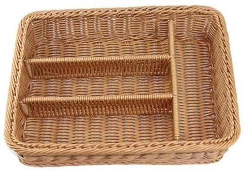 MYLPDZSW HHF Körbe Behälter 36x25cm Rattan Besteckkorb Besteckkorb Aufbewahrung Besteck Essstäbchen Korb Rattan Desktop Schublade Kleidung Lagerung