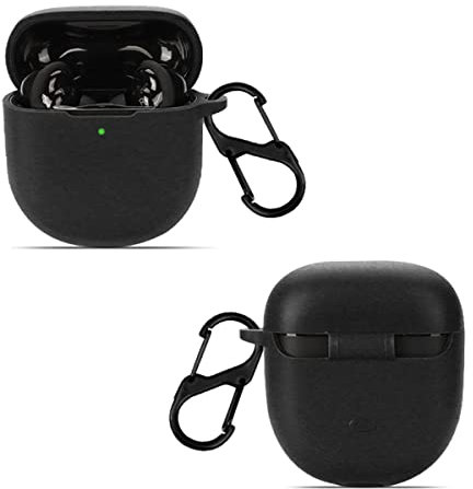 carinacoco Silikonhülle für Bose QuietComfort Earbuds II mit Karabiner, weich und flexibel, ultradünn, stoßfest, schlanke Passform, Anti-Fall-Kopfhörerhülle für Bose QuietComfort Earbuds II, Schwarz