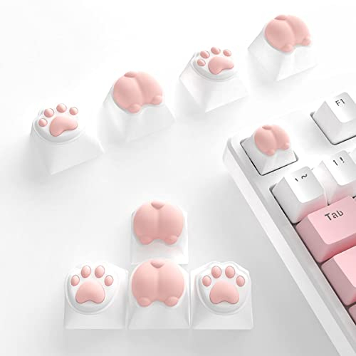 MAMBASNAKE Mignon Keycap Custom, Cat Paws and Butts Mechanical Keyycaps, Le PBT et Les touchés en Silicone avec des commutateurs Cherry Gateron MX, des touchés Roses pour 60% 65% 70% 100% (8 touchés)