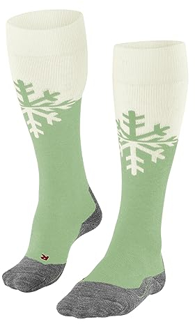 FALKE Damen Skisocken SK2 Intermediate W Kh Wolle Funktionsmaterial warm dick 1 Paar, Grün Quiet Green 7378, 39-40