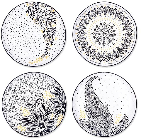 Portmeirion Home & Gifts Sara Miller London Artisanne Noir Salatteller, 20,6 cm, goldfarben