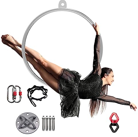 CMYUN Aerial Hoop Ring Yoga-Luftreifenset für Erwachsene, Tanzeignungsausrüstung Lyra-Bandring, Großes Metall-Yoga-Hoop-Set für Akrobatik, für Heim-Fitness-Zirkusse (Size : Diameter-100cm(39 3/8))