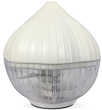 TIENDA EURASIA - Picadora de Ajos Manual, en Forma de Ajo, Facil de usar, 10 x 9cm, color Natural, 3 Cuchillas de Acero Inoxidable, Abrir, Rotar y Presionar la Tapa para Picar