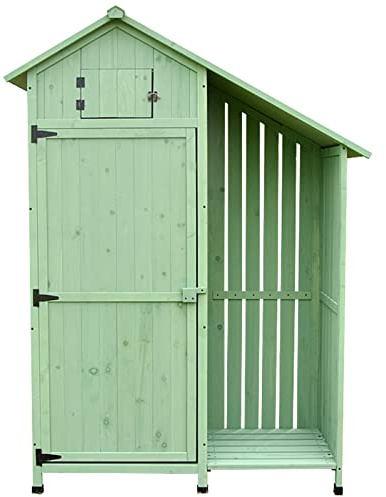 Hoher Lagerschuppen aus Holz für den Außenbereich mit unabhängigem Raum Oben, großer Aufbewahrungsschrank für Gartengeräte, wasserdichtes Gartenhaus für Terrassenmöbel, Hinterhof (Größe: C) (A)