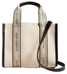 Ted Baker Damen Georjea Branded Webbing Canvas Small Tote Tragetasche aus Segeltuch, Natur