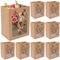 10 Pezzi Sacchetti Regalo con Finestra Trasparenti, Sacchetti di Carta Kraft Riutilizzabili Brown Party Sacchetti di Carta per Compleanno Matrimoni Feste