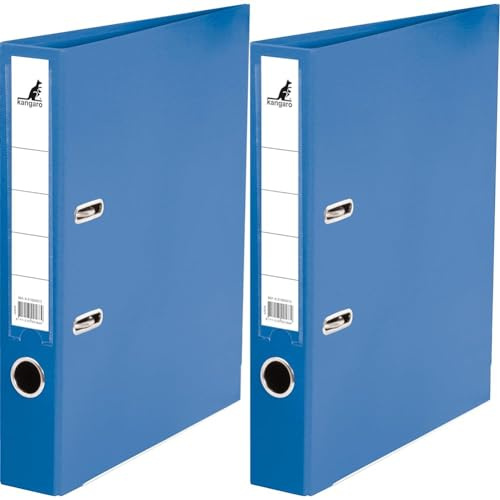 Kangaro PP Kunststoff Ordner 5 cm Rückenbreite DIN A4. Farbe Blau (Ringordner, Aktenordner, Briefordner) (Packung mit 2)