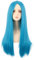MapofBeauty 28 Pollice/70 cm Monochrom Lungo Lisci Parrucche Alto-temperatura fibra Ordinario Parrucche (Ciano Blu)