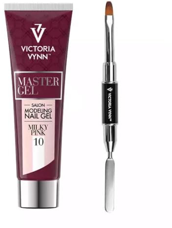 Master Gel Pinsel & Spatel & Master Gel 10 Milky Pink 60g - Professionelles Nageldesign Set, Victoria Vynn