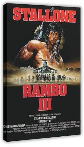 THEGIS Retro Classic Movies Rambo III Leinwand Poster Wandkunst Dekor Druck Bild Gemälde für Wohnzimmer Schlafzimmer Dekoration Rahmenstil 40 x 60 cm