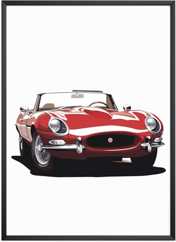 MJ-Graphics - Auto-Poster Jaguar Cabrio Oldtimer - Bild mit schönem Auto Klassiker | Wandbild Din A4 in Galerie Qualität mit extra dickem 300g Posterpapier - FineArt Kunstdruck ohne Bilderrahmen