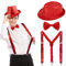 BOFUNX Silvester Kostüm Accessories, Pailletten Zylinder Hut Hosenträger und Fliege glitzer Silvester Outfit für Karneval Mottoparty JGA Herren Damen Kostüm Zubehör
