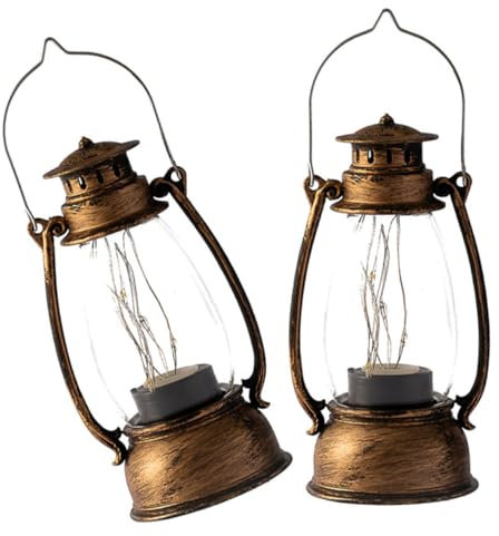 Gadpiparty 2stücke Elektronische Petroleumlampe Aus Kunststoff Flammenlos Für Innen Vintage Öllampe Dekorative Tischlaterne Notbeleuchtung Camping Wandern