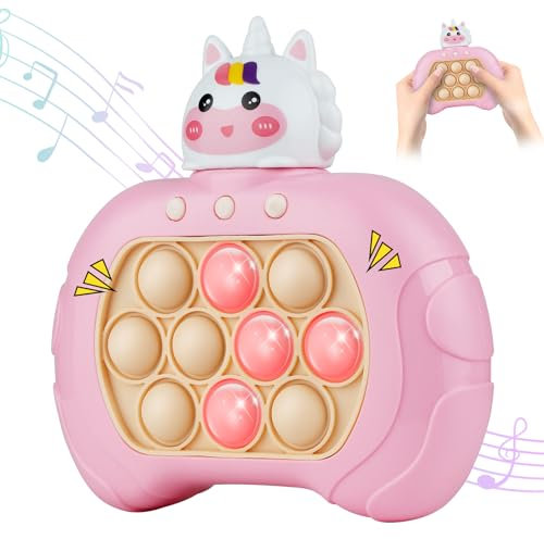 Vunake Pop Game Fidget Toys Quick Push Spiel Pop Sensorspiel Spiel Puzzle Spielmaschine Relieving Stress Game Controller Bubble Sensory Spielzeug Squeeze für Kinder Erwachsene Rosa