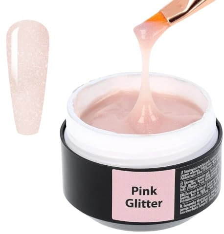 SINCERO SALON Aufbaugel für Gelnägel Solid - Pink Glitter - Stabiles Dick UV Builder Gel für Nägel - Verlängerungen Stärkt Schützt - Ideal für Gel Nails - Einfach Anzuwenden - Nail Art - 15ml