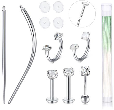 AVYRING 16G Piercing-Stretcher, Edelstahl-Extern Gewindetes Piercingschmuck-Hilfswerkzeug für Lippen-Labret, Augenbraue, Tragus, Helix, Knorpel-Ohrring, Piercingschmuck
