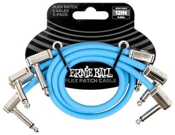 Ernie Ball Flex Patch Cable 12in - Blue - 3 Pack